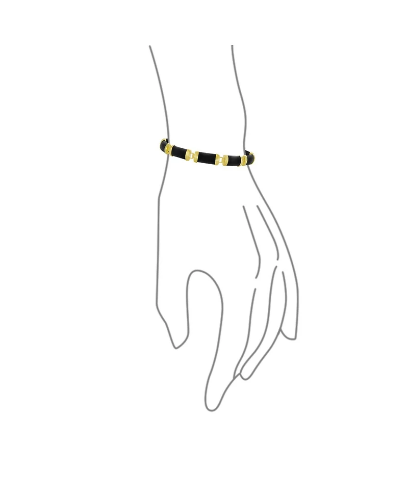 Bling Jewelry Asian Style Natural Stone Strand Contoured Tube Bar Link Bracelet Sterling Silver 7.5 Inch