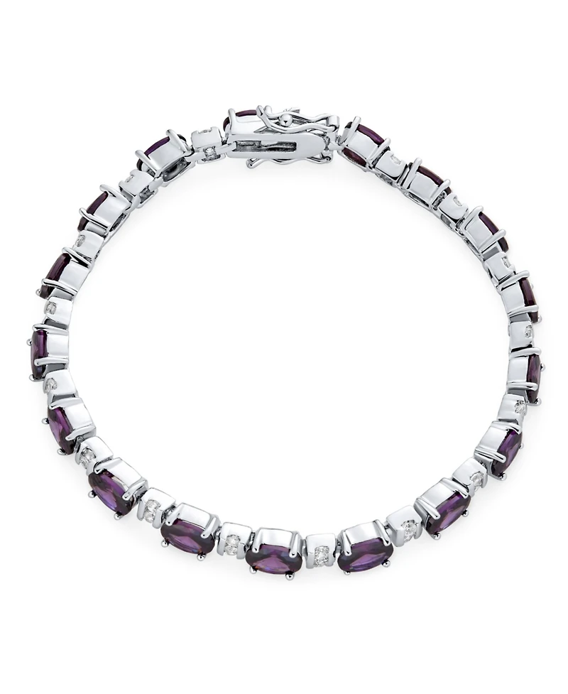 Bling Jewelry Cubic Zirconia 7x5 Mm Oval Shape Cz Alternating Tennis Bracelet Silver Plated