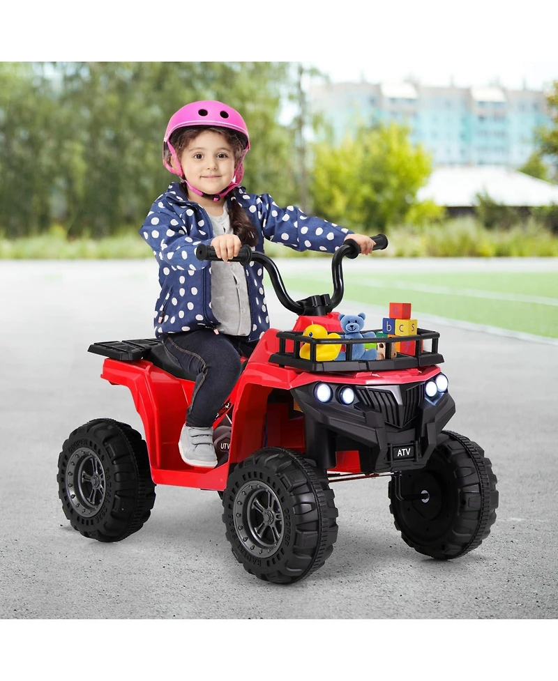 6V Kids Ride On Electric Atv with Led Headlights and MP3 Player-Blue