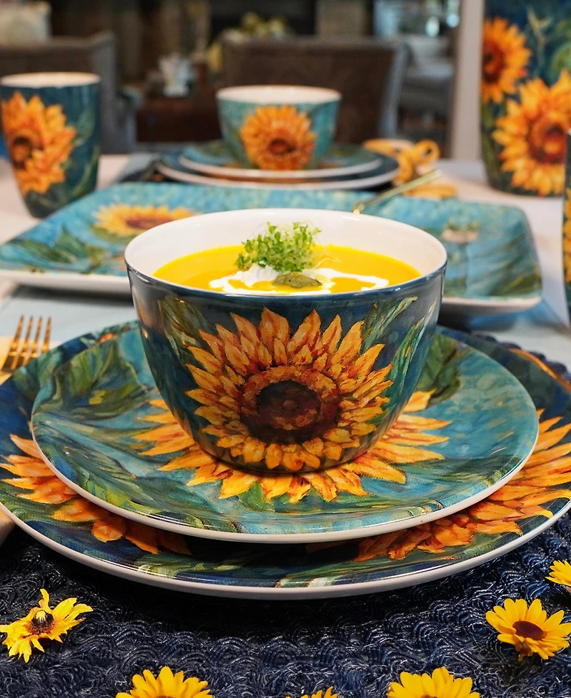 Certified International Golden Sunflowers Set of 4 Ice Cream Bowls