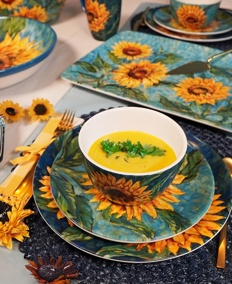 Certified International Golden Sunflowers 16Pc Dinnerware Set, Service for 4