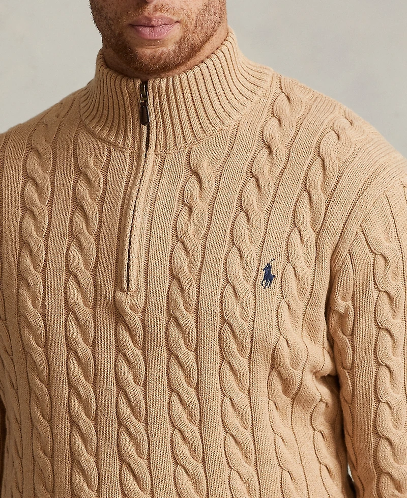 Polo Ralph Lauren Men's Big & Tall Cable-Knit Cotton Quarter-Zip Sweater