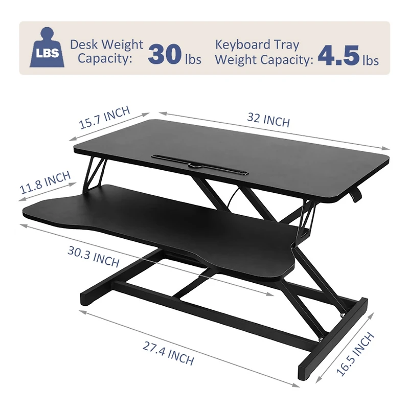 Streamdale 32" Height Adjustable Sit-to-Stand Desk Riser with Dual Monitors