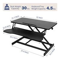 Streamdale 32" Height Adjustable Sit-to-Stand Desk Riser with Dual Monitors