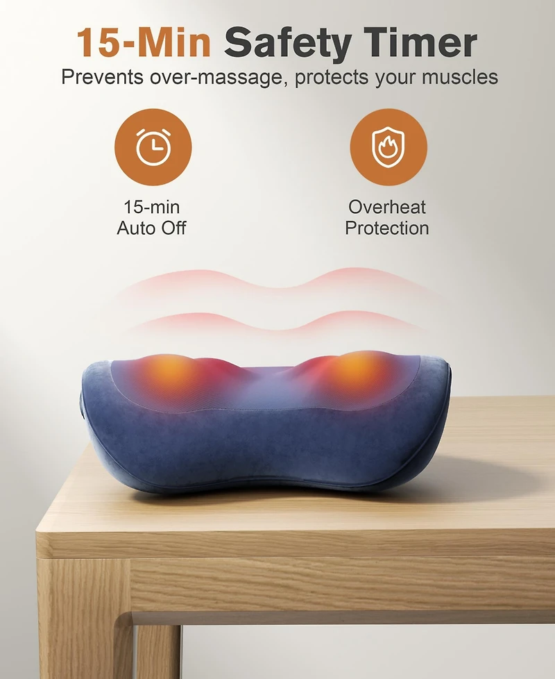 Sugift 3D Shiatsu Massage Cushion Heat Therapy Neck and Shoulder Massager with Memory Foam