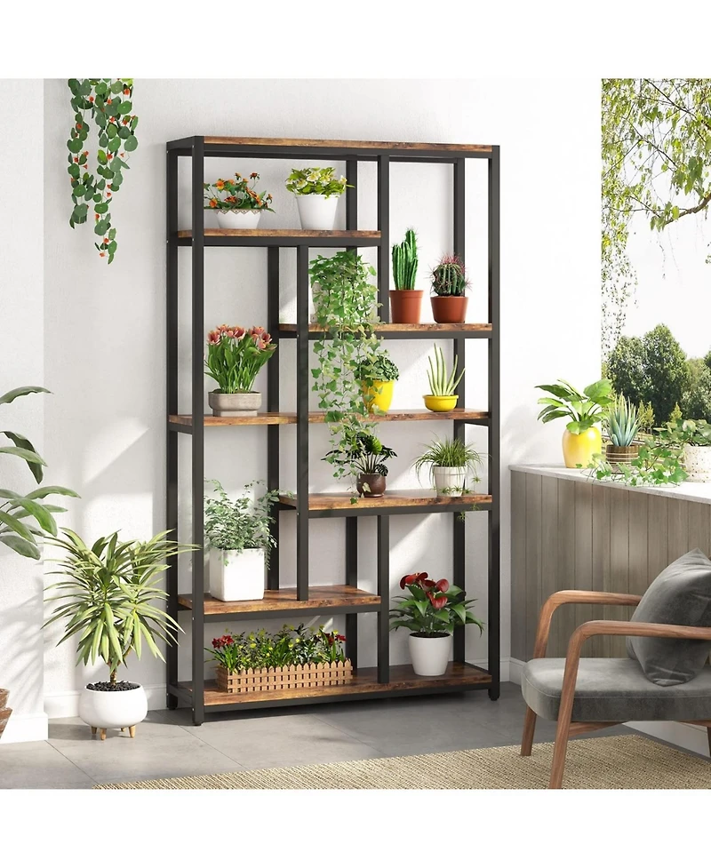 Tribesigns 79 Inch Extra Tall Bookshelf, 7-Tier Vintage Bookcase, Industrial 10-Shelf Open Storage Shelves Display Shelves Organizer for Home Office