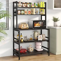 Tribesigns 5-Tier Kitchen Bakers Rack with Hutch, Industrial Microwave Oven Stand, Free Standing Kitchen Utility Cart Storage Shelf Organizer(Black)