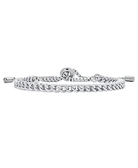 Bling Jewelry Solid Stylish Strong Adjustable Miami Curb Chain Link Layering Bolo Bracelet Stainless Steel 6.5-8.5 Inch