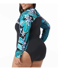 Beach House Sport Plus Sculpt Long Sleeve Zip Front One Piece Swimsuit