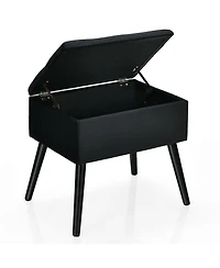 Sugift Velvet Storage Ottoman with Solid Wood Legs for Living Room Bedroom