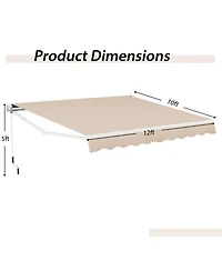 Skonyon 12 x 10 Feet Patio Retractable Awning Aluminum Sunshade Shelter-Beige