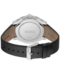 Hugo Boss Men's Peak 2.0 Quartz Chrono Black Leather Watch 45mm