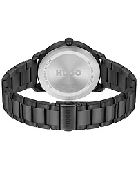 Hugo Boss Men's Stamp Quartz Basic Ionic Plated Black Steel Watch 42mm
