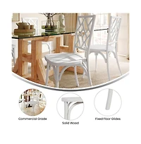 Merrick Lane Mara Solid Wood Dining Chair With Stackable Design, Ornate Seat Back Accenting, And Elegant Finish