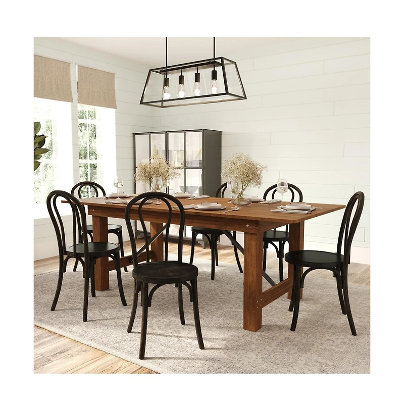 Merrick Lane Lowry Thonet Style Solid Wood Dining Chair With Stackable Design And Elegant Finish