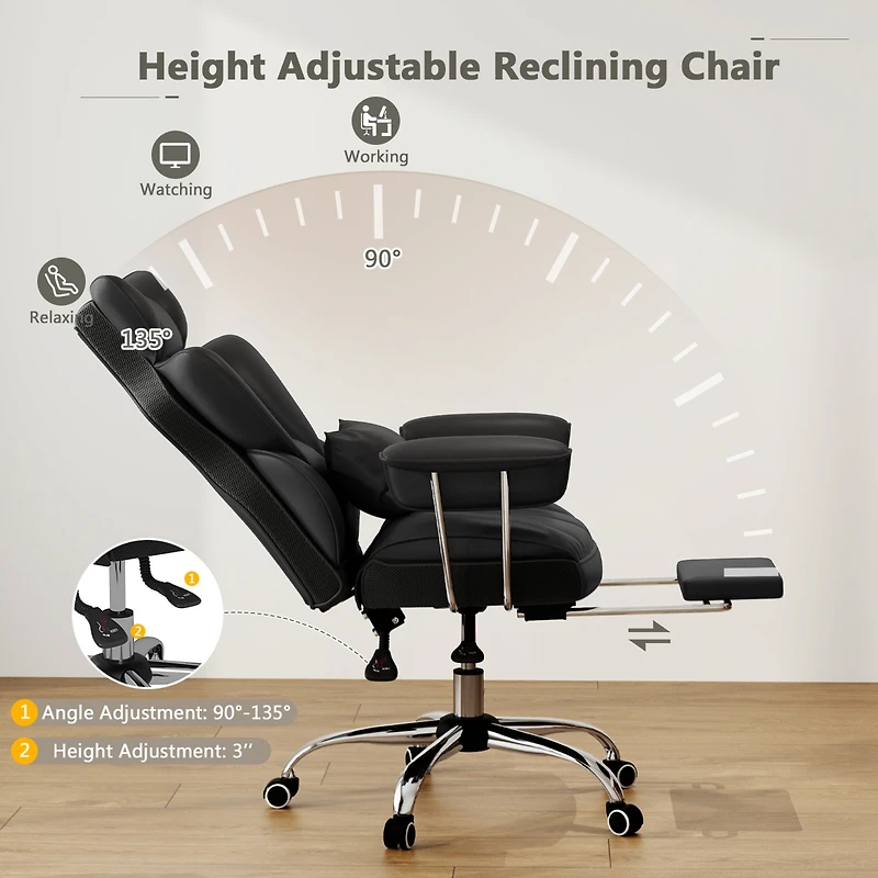 Office Desk Chair Big and Tall Executive with Footrest Lumbar Support