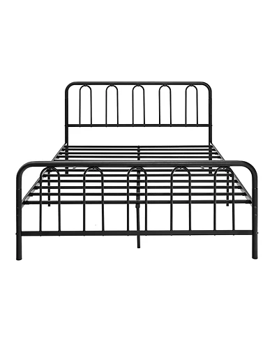 Gymax Stylish Queen Size Metal Bed Frame Platform Bed Base w/ Headboard & Footboard