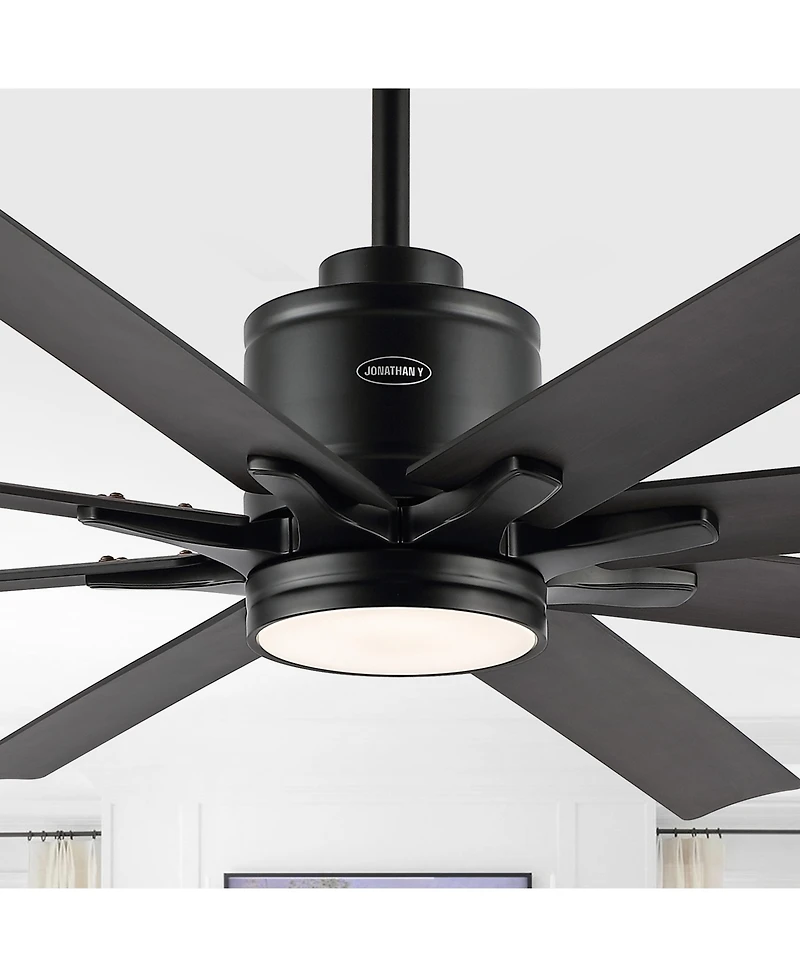 Jonathan Y Octo 66" 1-Light Contemporary Industrial Iron/Plastic Mobile-App/Remote-Controlled 6-Speed Ceiling Fan with Integrated Led Light