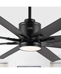 Jonathan Y Octo 66" 1-Light Contemporary Industrial Iron/Plastic Mobile-App/Remote-Controlled 6-Speed Ceiling Fan with Integrated Led Light