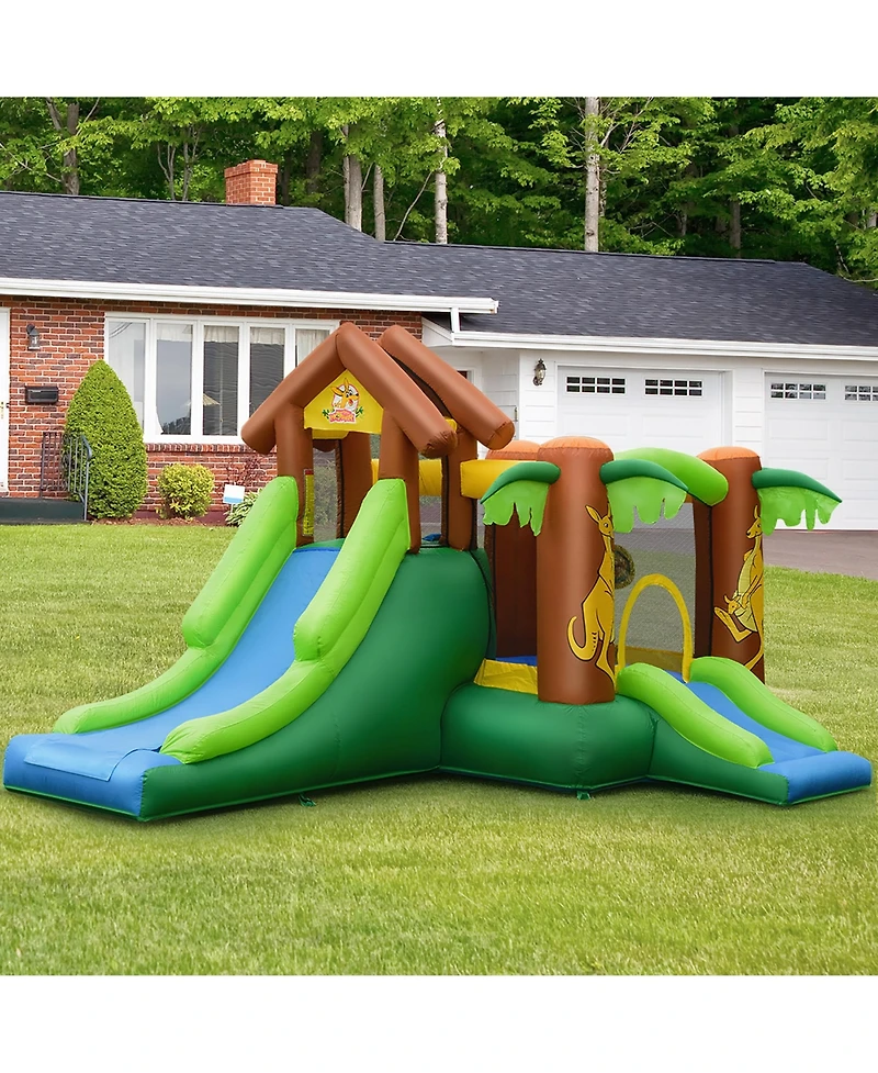 Costway Inflatable Jungle Bounce House Kids Dual Slide Jumping Castle Bouncer