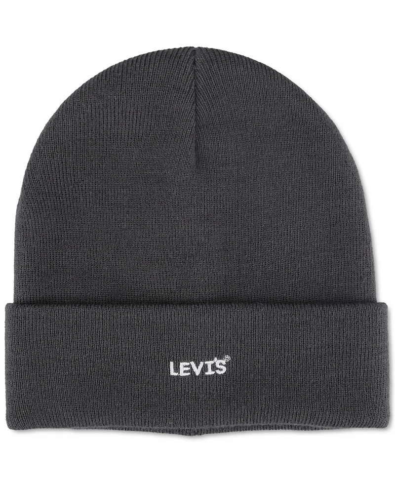 Levi's Men's Logo Beanie & Windowpane Scarf Set