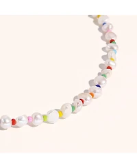 18K Gold Plated & Freshwater Pearls Amber Rainbow Pearls Necklace
