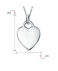 Bling Jewelry Tiny Minimalist Blank Plain Flat Heart Shape Initial Pendant Necklace Sterling Silver