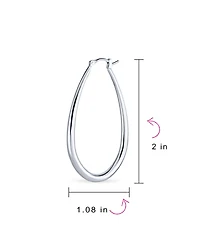 Bling Jewelry Large Oval Finish Tube Hoop Earrings Sterling Silver Hinged Notched Post 2 Inch