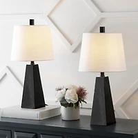 Jonathan Y Owen 20.5" Contemporary Resin Led Table Lamp, White Marble Finish (Set of 2)