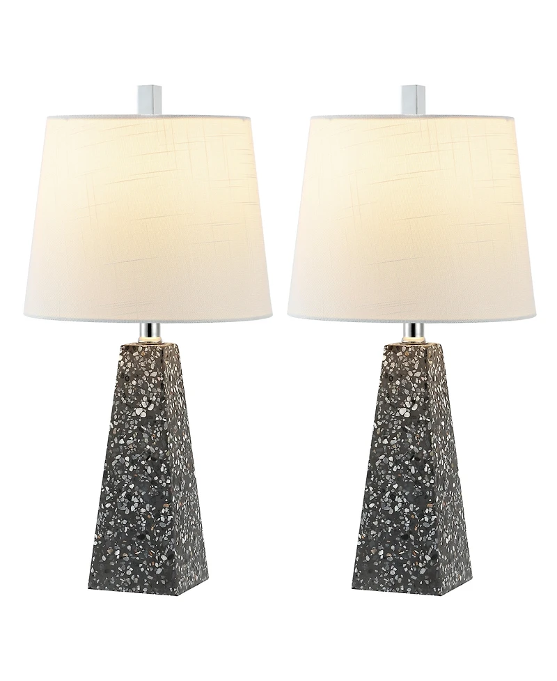 Jonathan Y Owen 20.5" Contemporary Resin Led Table Lamp, White Marble Finish (Set of 2)