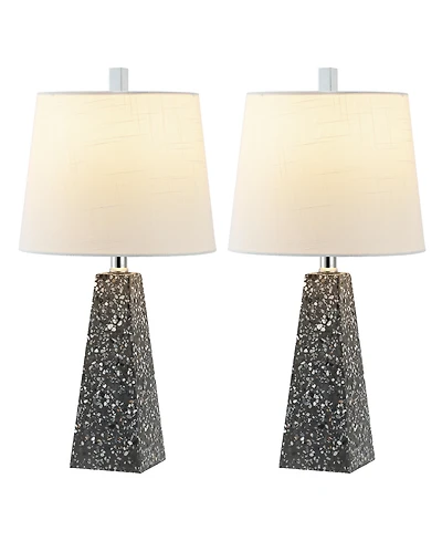 Jonathan Y Owen 20.5" Contemporary Resin Led Table Lamp, White Marble Finish (Set of 2)