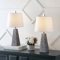 Jonathan Y Owen 20.5" Contemporary Resin Led Table Lamp, White Marble Finish (Set of 2)