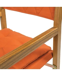 Jonathan Y Waldo Classic Mid-Century Outdoor Acacia Wood Foldable Diamond-Quilted Back Director Chair with Cushion