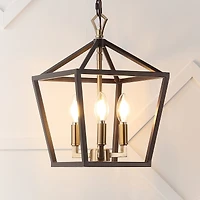 Jonathan Y Ojai 10" 3-Light Iron Classic Modern Lantern Led Pendant, Oil Rubbed Bronze/Brass Gold