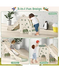 Skonyon 4-in-1 Toddler Slide Kids Play Slide with Cute Elephant Shape-Green