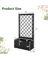 Skonyon 44 Inch Metal Raised Garden Bed with Trellis-Black