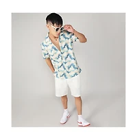 Men's Navy Blue & Off-White Ombre Lined Shirt