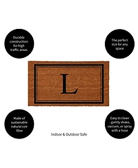 Evergreen Monogram Indoor Outdoor 100% Natural Coir Doormat 28" x 16" | Letter "L"