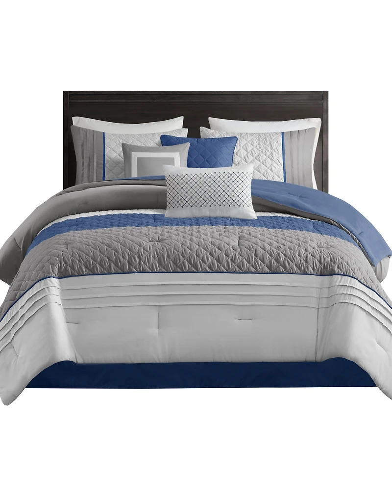 Madison Park Jenson 7-Pc. Color Block Stripe Comforter Set