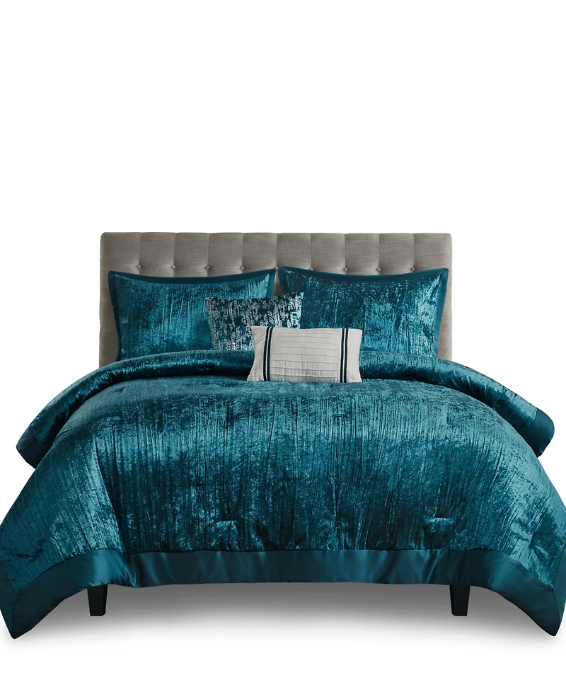 Madison Park Lee Crinkle Velvet 5-Pc. Comforter Set, Full/Queen