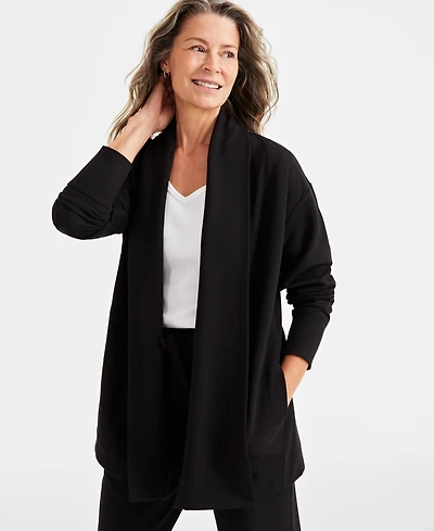 Style & Co Petite Solid Yummy Fleece Cardigan, Created for Macy's