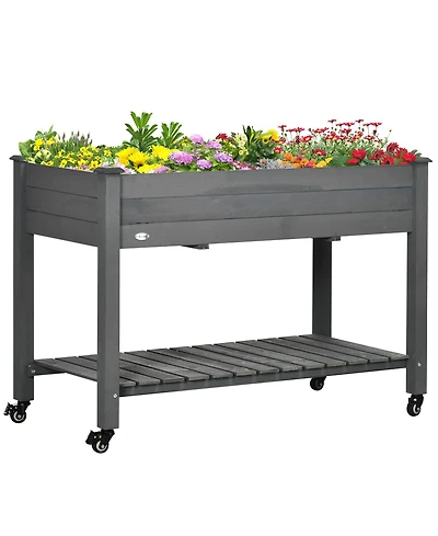 Elevated Raised Garden Bed with Storage and Mobility