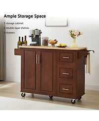 Streamdale Drop Leaf Rolling Kitchen Island with Storage