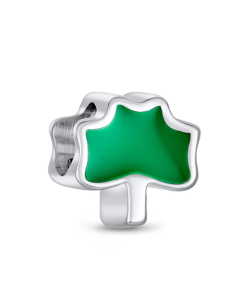 Bling Jewelry Good Luck Lucky Irish Shamrock Enamel Green Clover Charm Bead Sterling Silver Fits European Bracelet