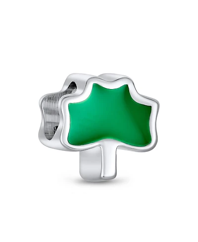 Bling Jewelry Good Luck Lucky Irish Shamrock Enamel Green Clover Charm Bead Sterling Silver Fits European Bracelet