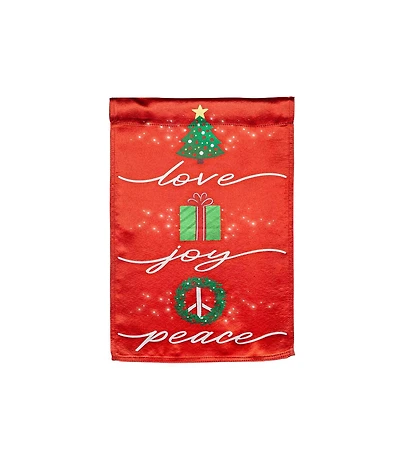 Evergreen Garden Flag Love, Joy, Peace Lustre Double Sided Indoor Outdoor Decor 18" x 12.5"