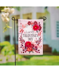 Evergreen Floral Happy Valentine's Day Applique Garden Flag