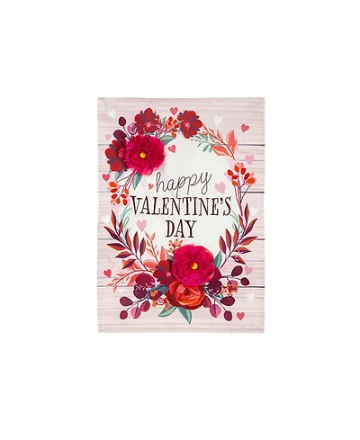Evergreen Floral Happy Valentine's Day Applique Garden Flag