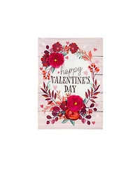 Evergreen Floral Happy Valentine's Day Applique Garden Flag