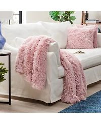 Chanasya Premium Throw Blanket & Pillow Cover - Long Faux Fur Fuzzy Sherpa Throw (50" x 65”) & 2 Pillow Covers (18" x 18”)